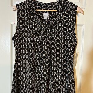 Chico's Black and Cream Geometric Women's Top